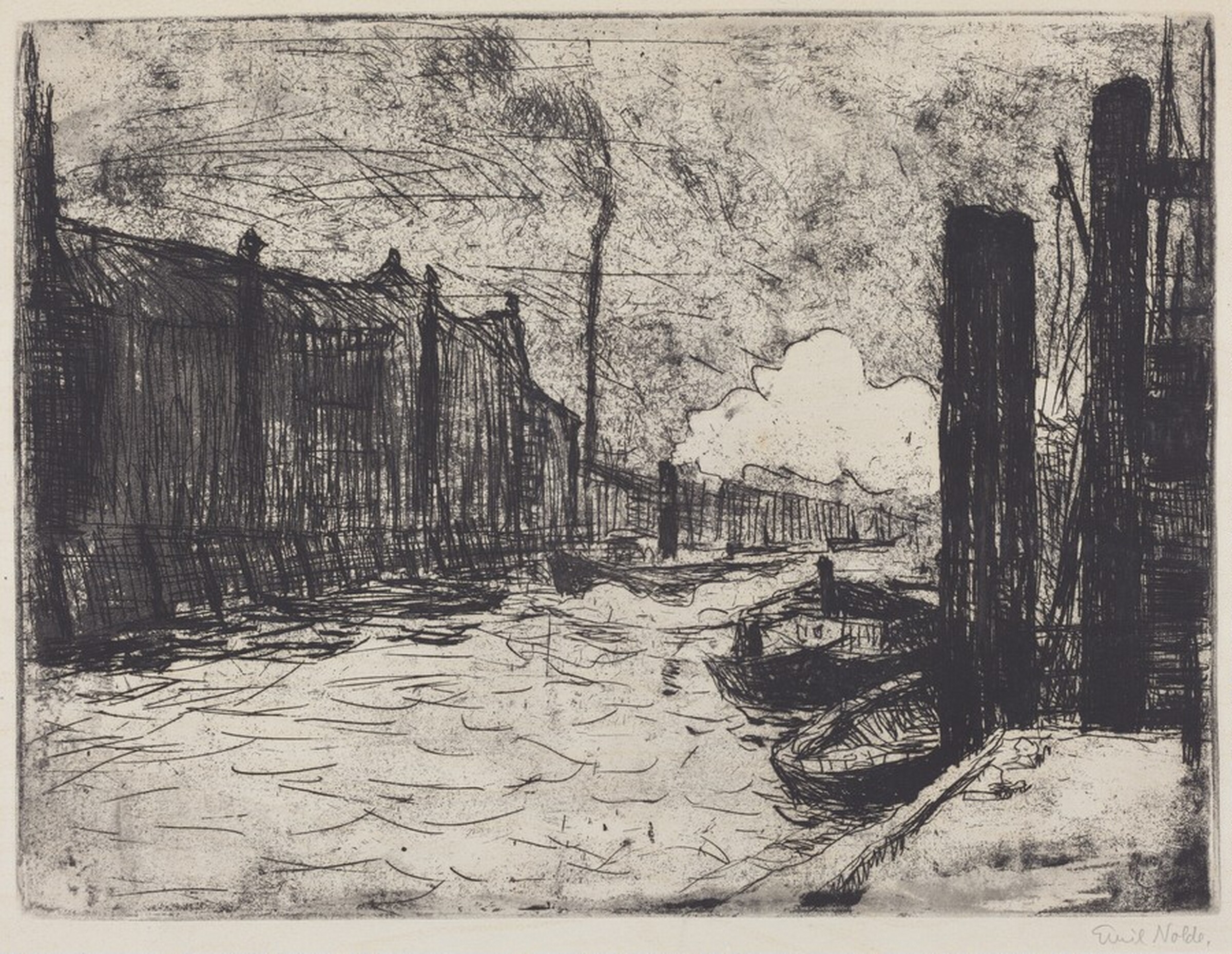 Hamburg Harbor (Hamburg, Freihafen), Emil Nolde, 1910
