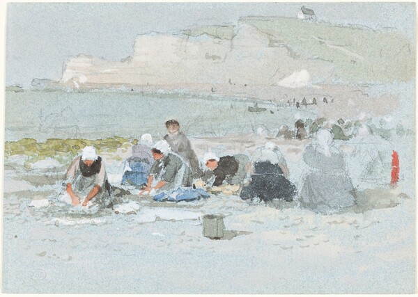 Washerwomen on the Beach at Etretat