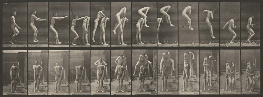 Plate Number 166. Jumping over a man's back (leapfrog)