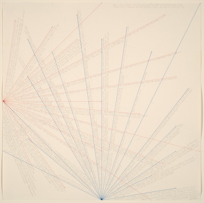 Red Lines from the Midpoint of the Left Side and Blue Lines from the Midpoint of the Bottom Side
