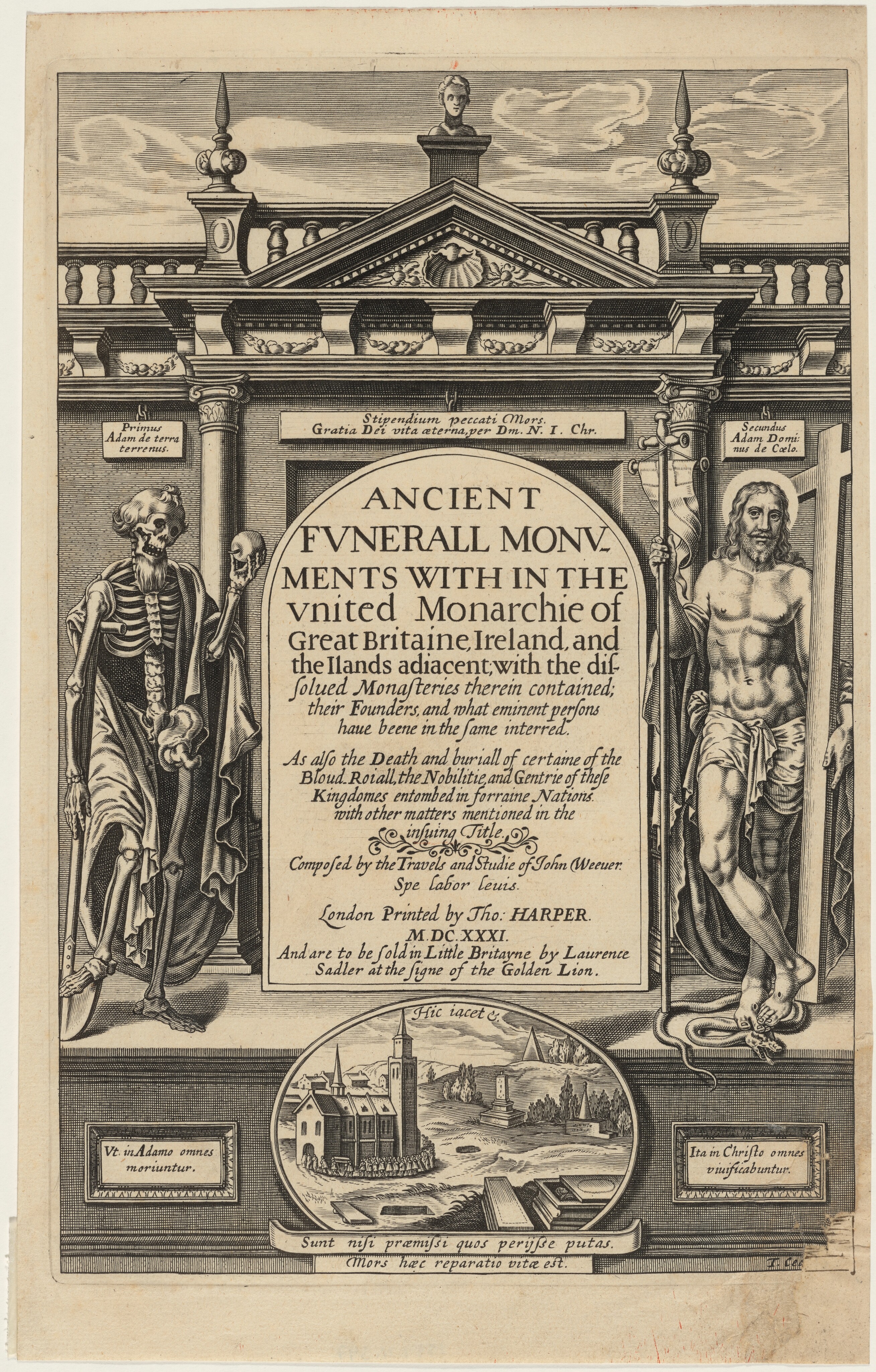 Title Page to John Weever, Ancient Funeral Monuments by Thomas Cecil