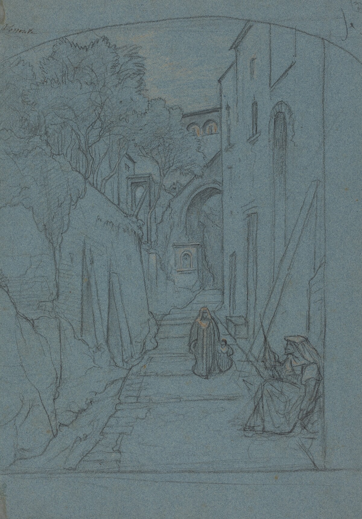 View up a Street in Sorrento [verso]