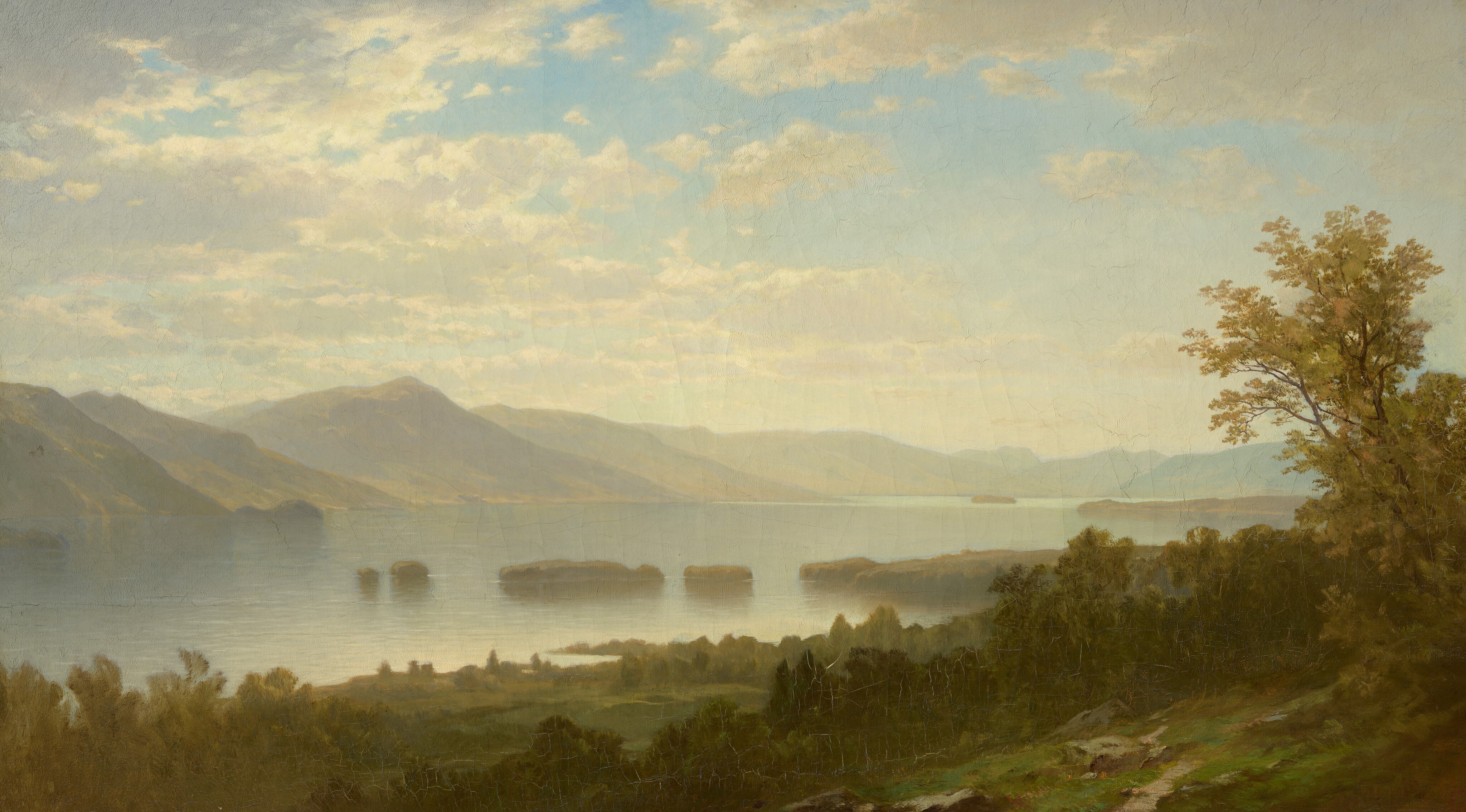 Tableau Toile/cadre John William Casilear - Lake George - Prêt à Accrocher