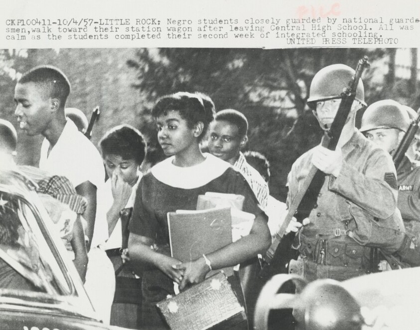 Title from caption on object: “Students Closely Guarded by National Guardsmen...”