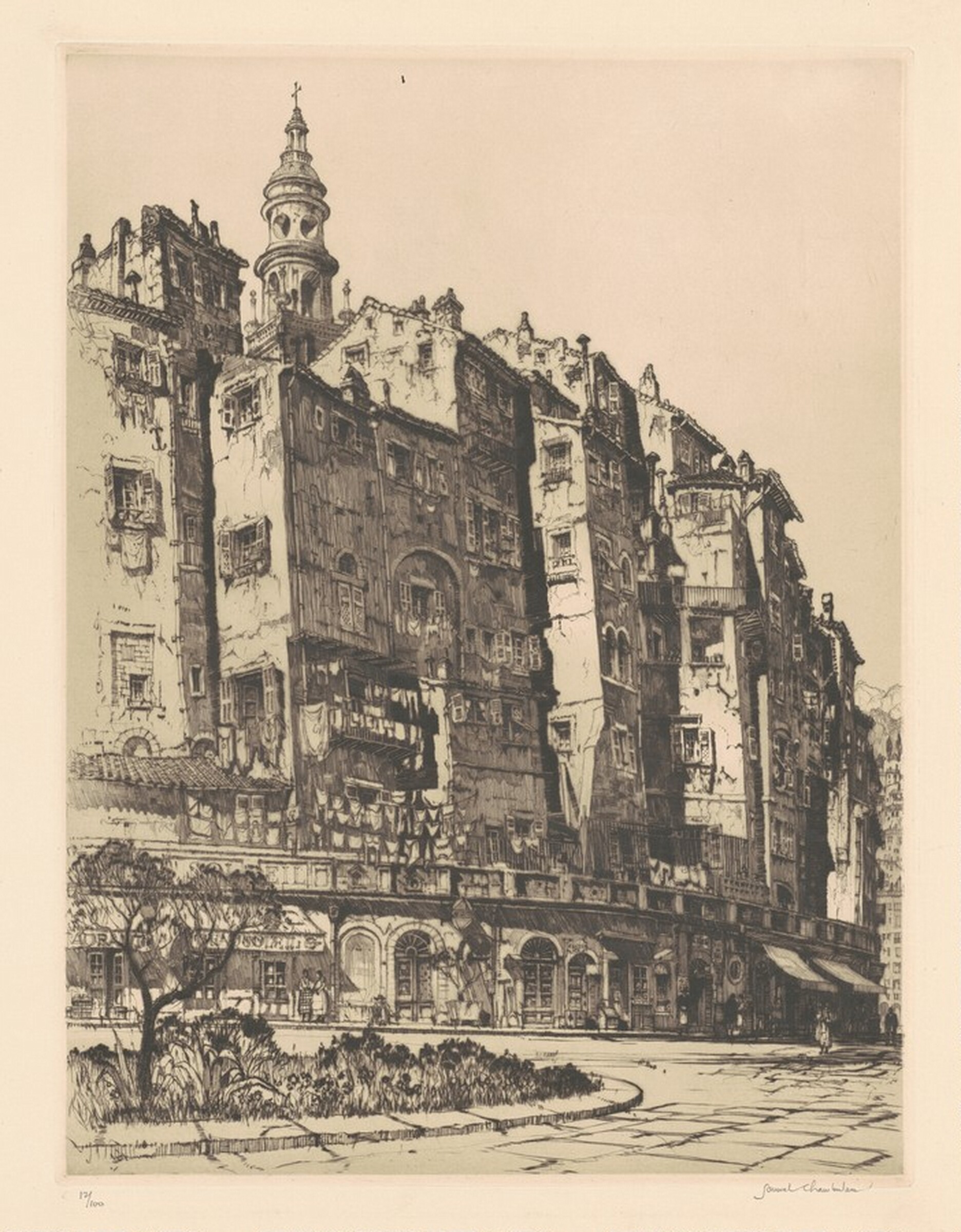 Skyscrapers of Menton, Samuel Chamberlain, 1930