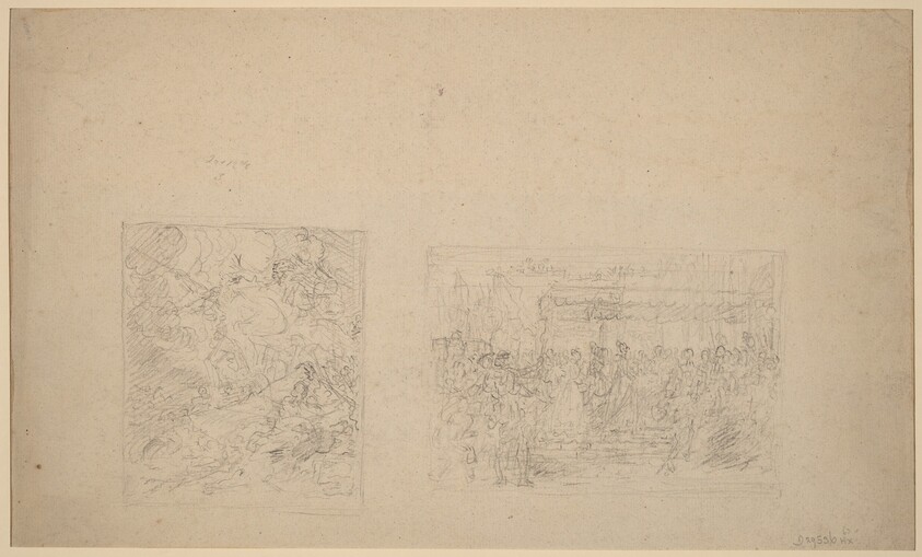 Study of Moses Striking the Rock and a Procession [verso]