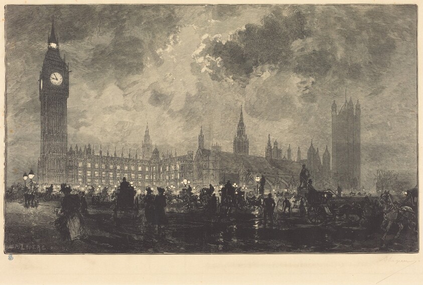 Parliament at 9 o'Clock in the Evening - London (Le parlement a 9 heures du soir - Londres)