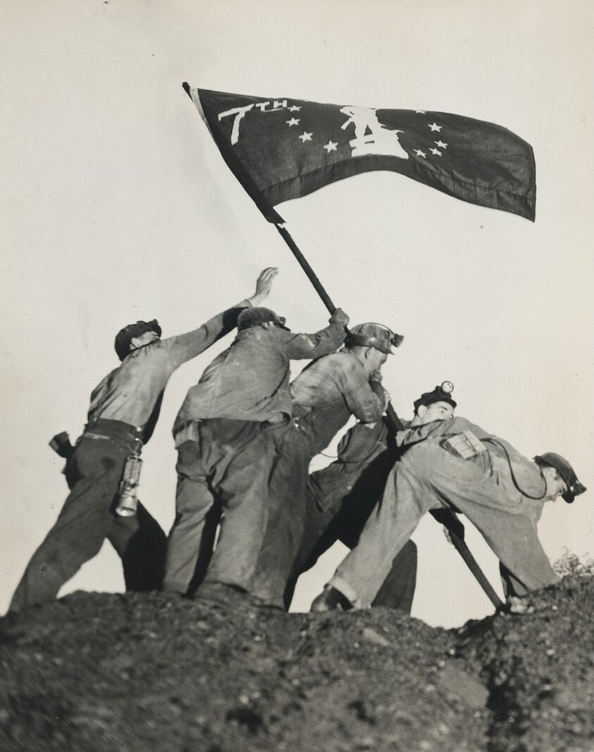 Title from caption on object: "Coal Miners Pay Tribute in Bond Rally”