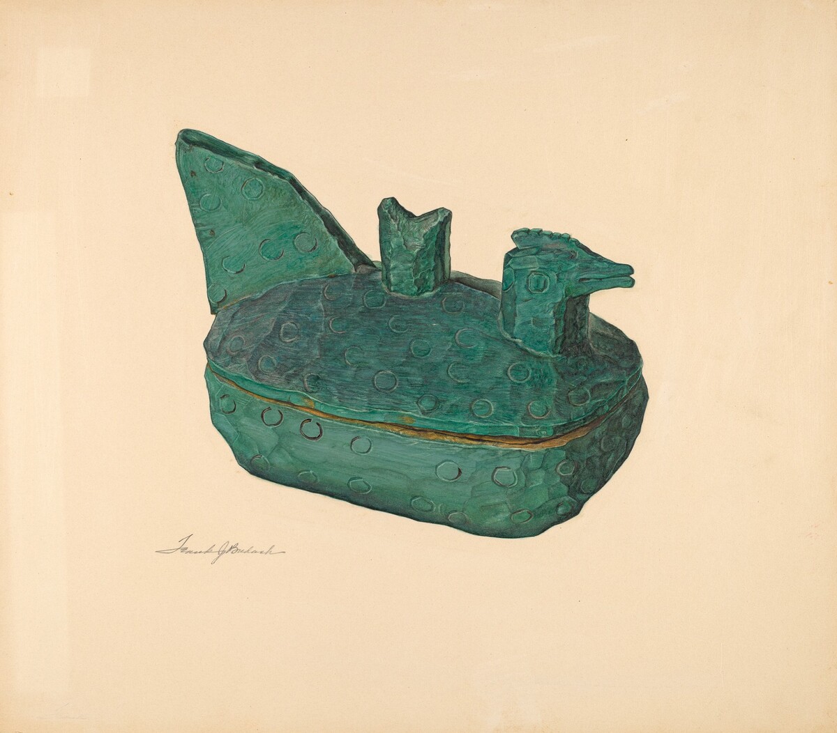 Whittled Bowl with Lid: "Hen on Nest"