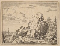 Two Men Seated at the Foot of a High Rock, Allart van Everdingen, probably c. 1645/1656