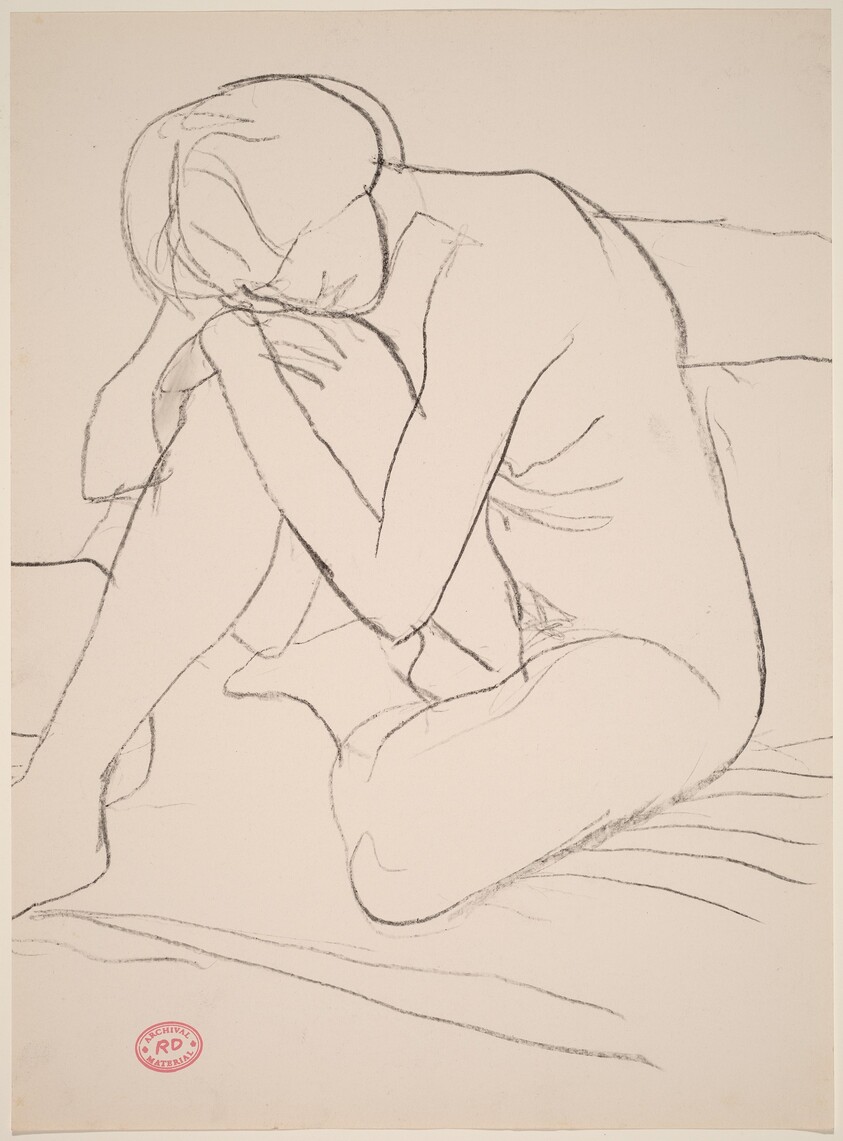Untitled [seated nude leaning forward on her knee]