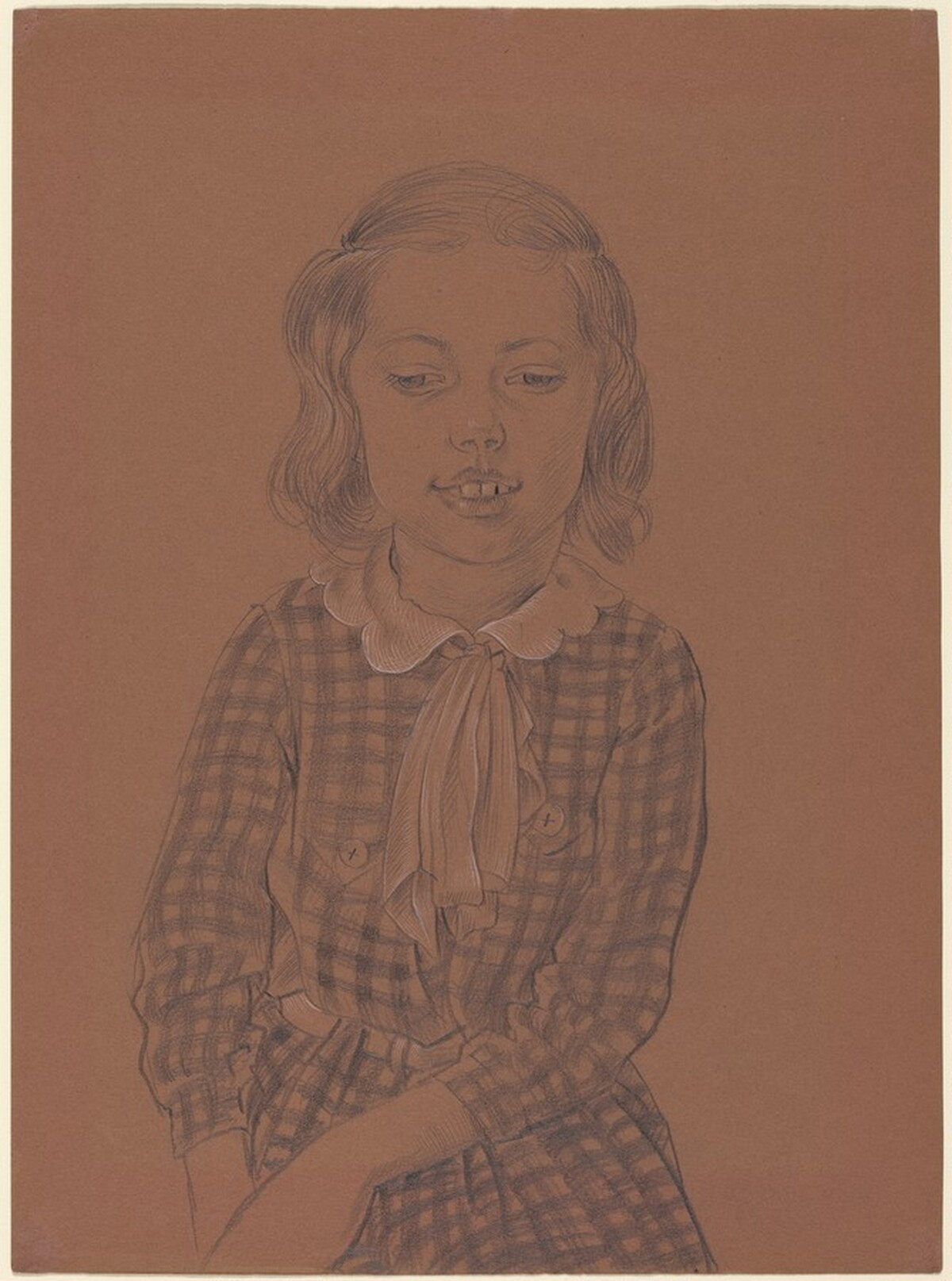 Young Girl in a Checked Dress