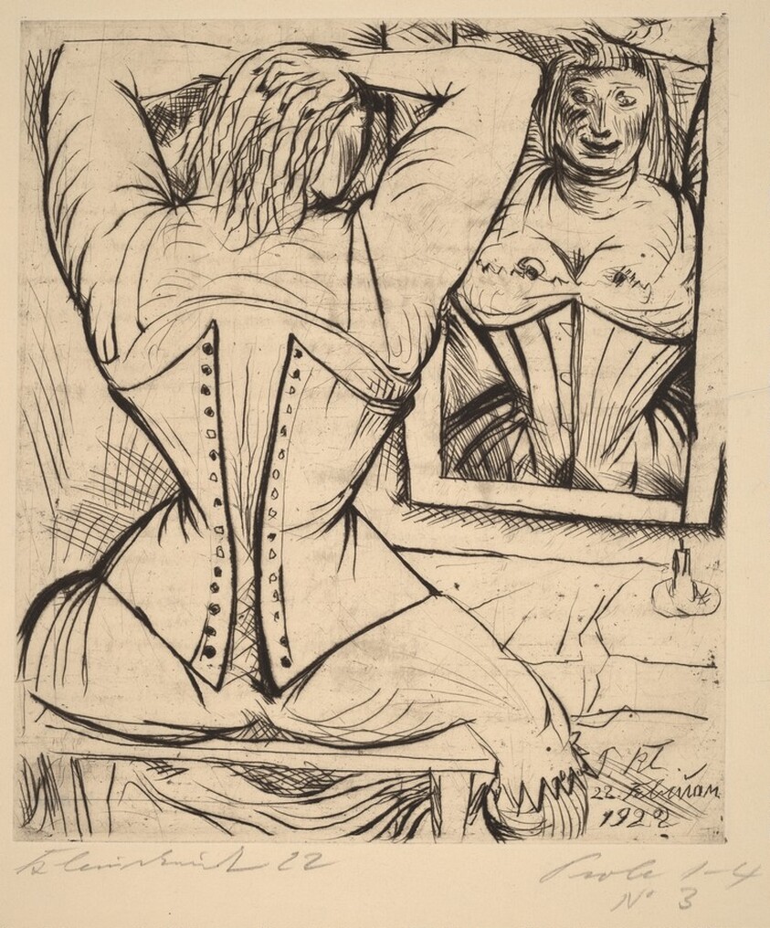Corseted Woman at a Mirror