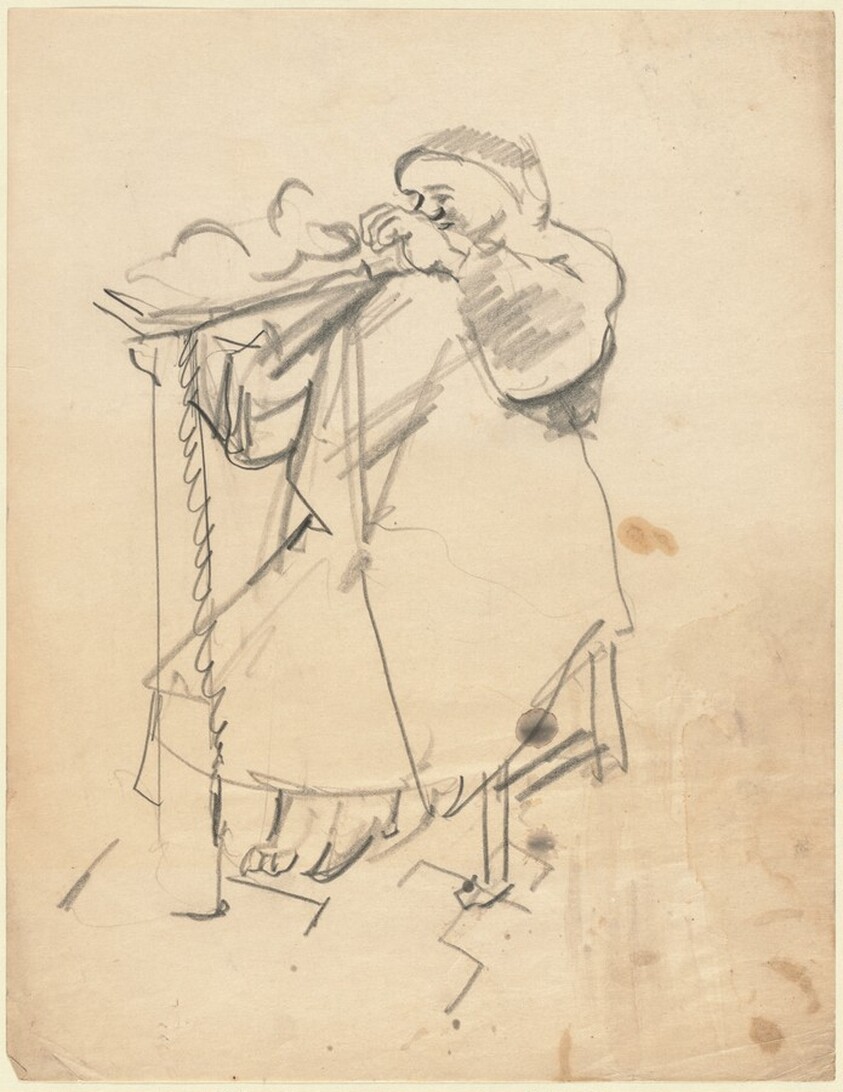 Seated Figure Modeling Sculpture on Stand