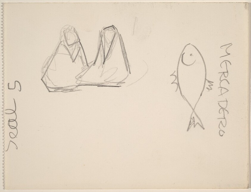 Two Seated Figures and Fish