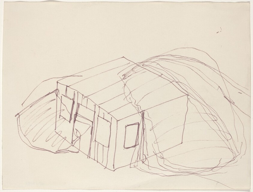 Partially Buried Woodshed [center left]