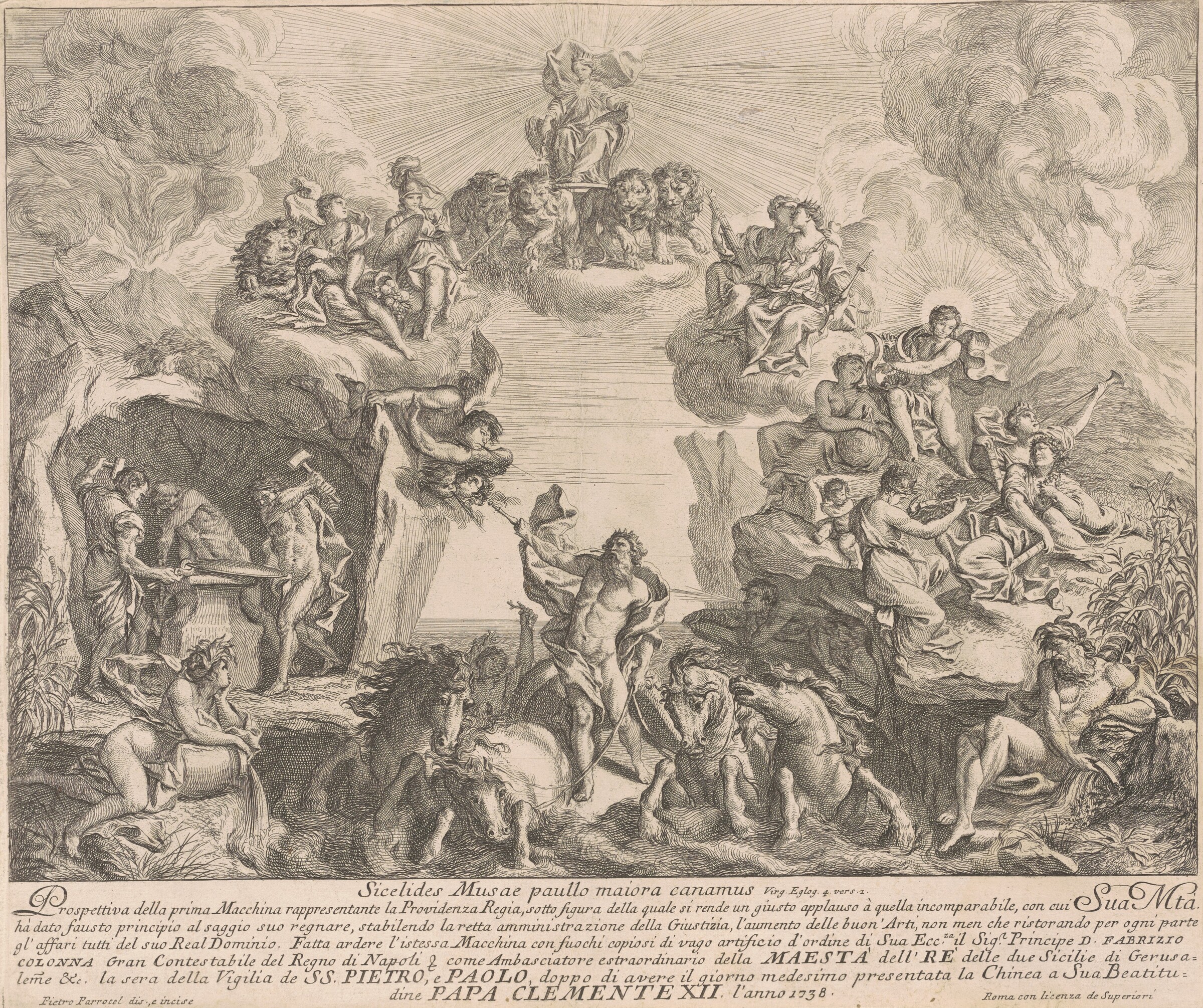 The Prima Macchina for the Chinea of 1738: Allegory of Regal Providence, Pierre Parrocel, 1738
