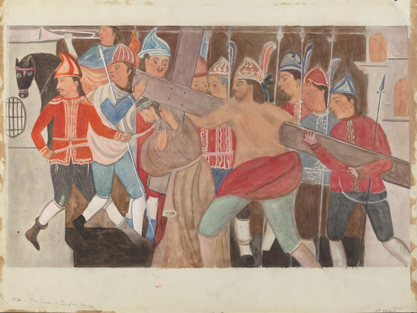 Station of the Cross No. 2: "The Cross is Laid on Jesus"