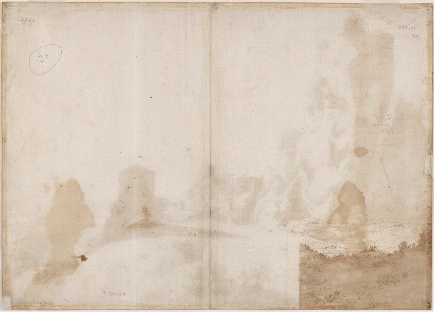 The Fantastic Rocks and Castle at Bomarzo [verso]