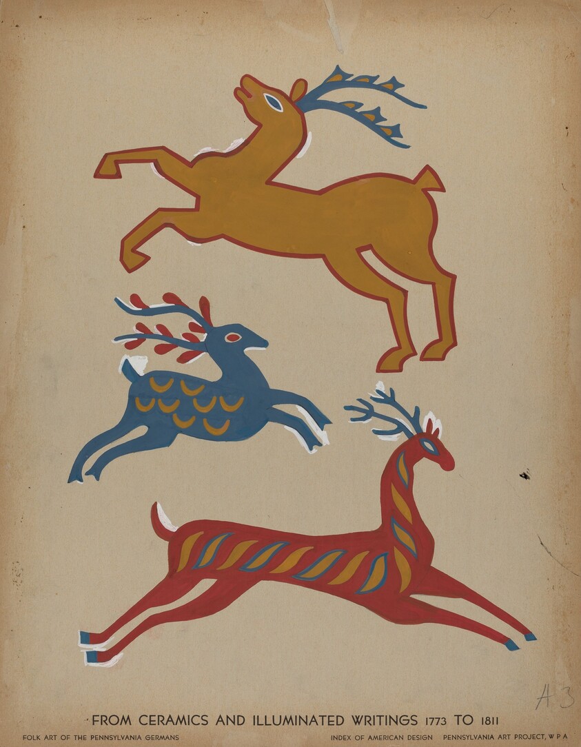 Drawing for Plate 3: From Portfolio "Folk Art of Rural Pennsylvania"