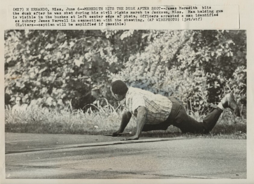 Title from caption on object: “Meredith Hits the Dust after Shot”