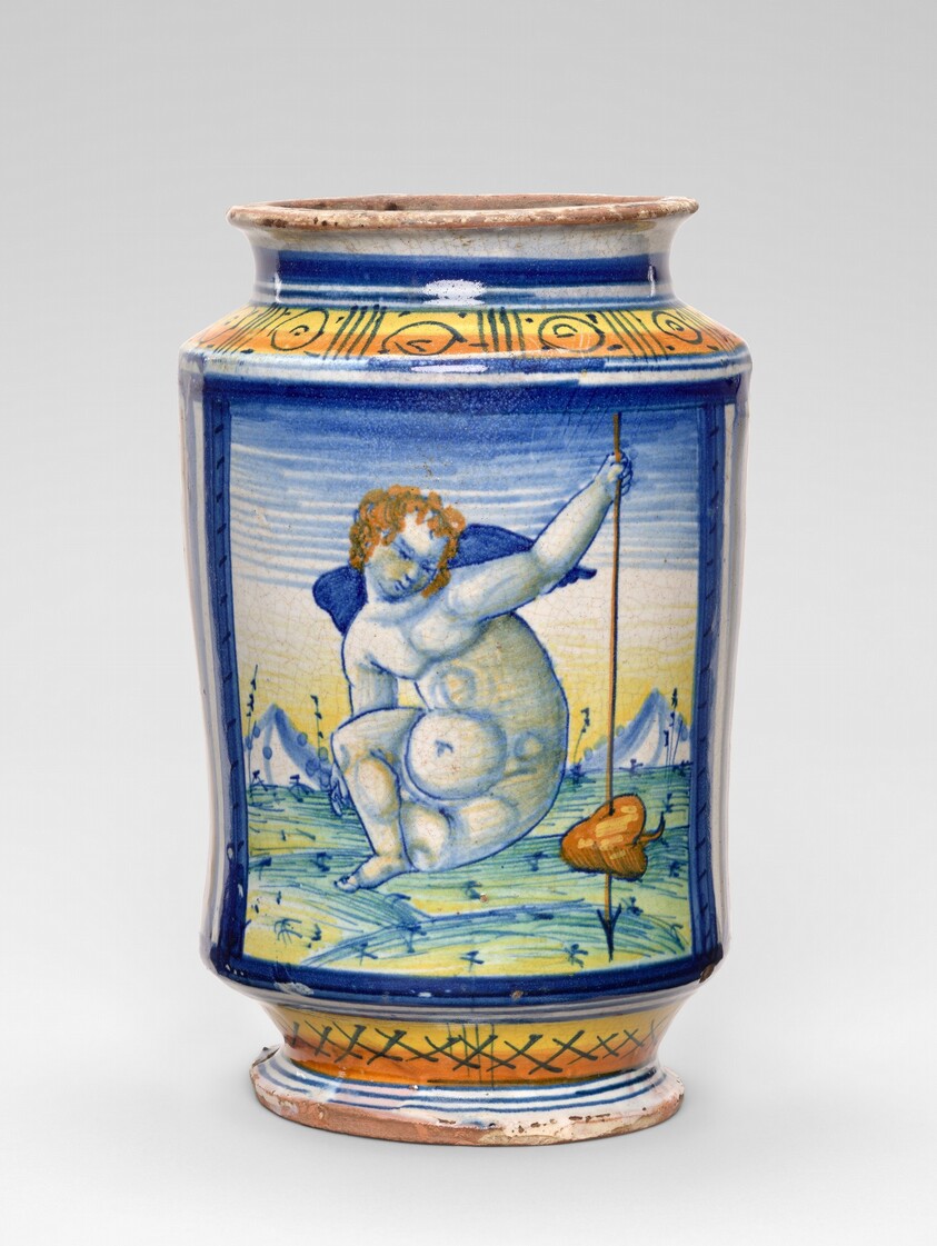 Albarello with Cupid spearing a heart