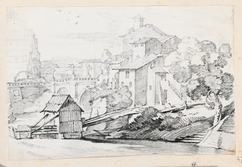 The Ponte Sant'Angelo and Houses on the East Bank of the Tiber
