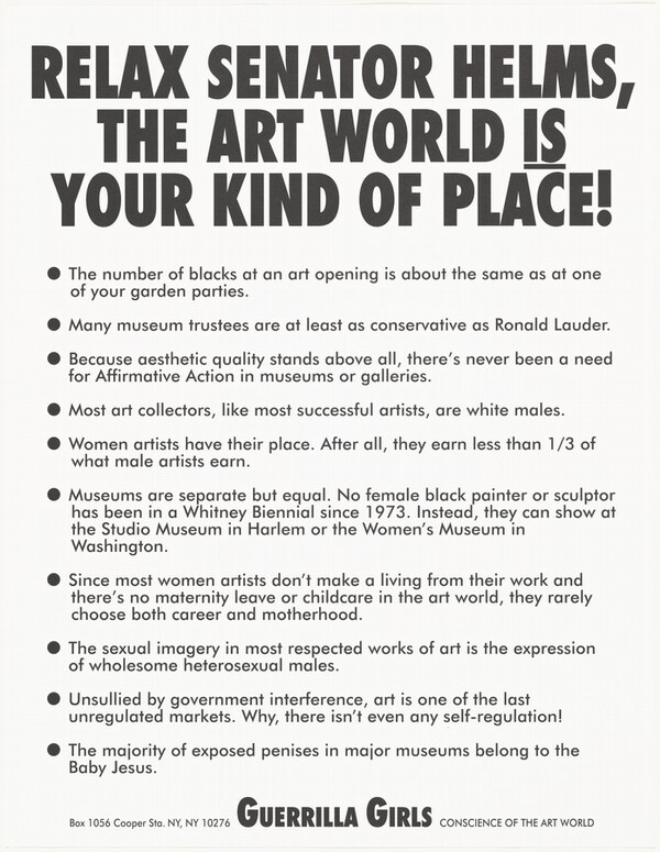 Relax, Senator Helms, The Art World is Your Kind of Place!