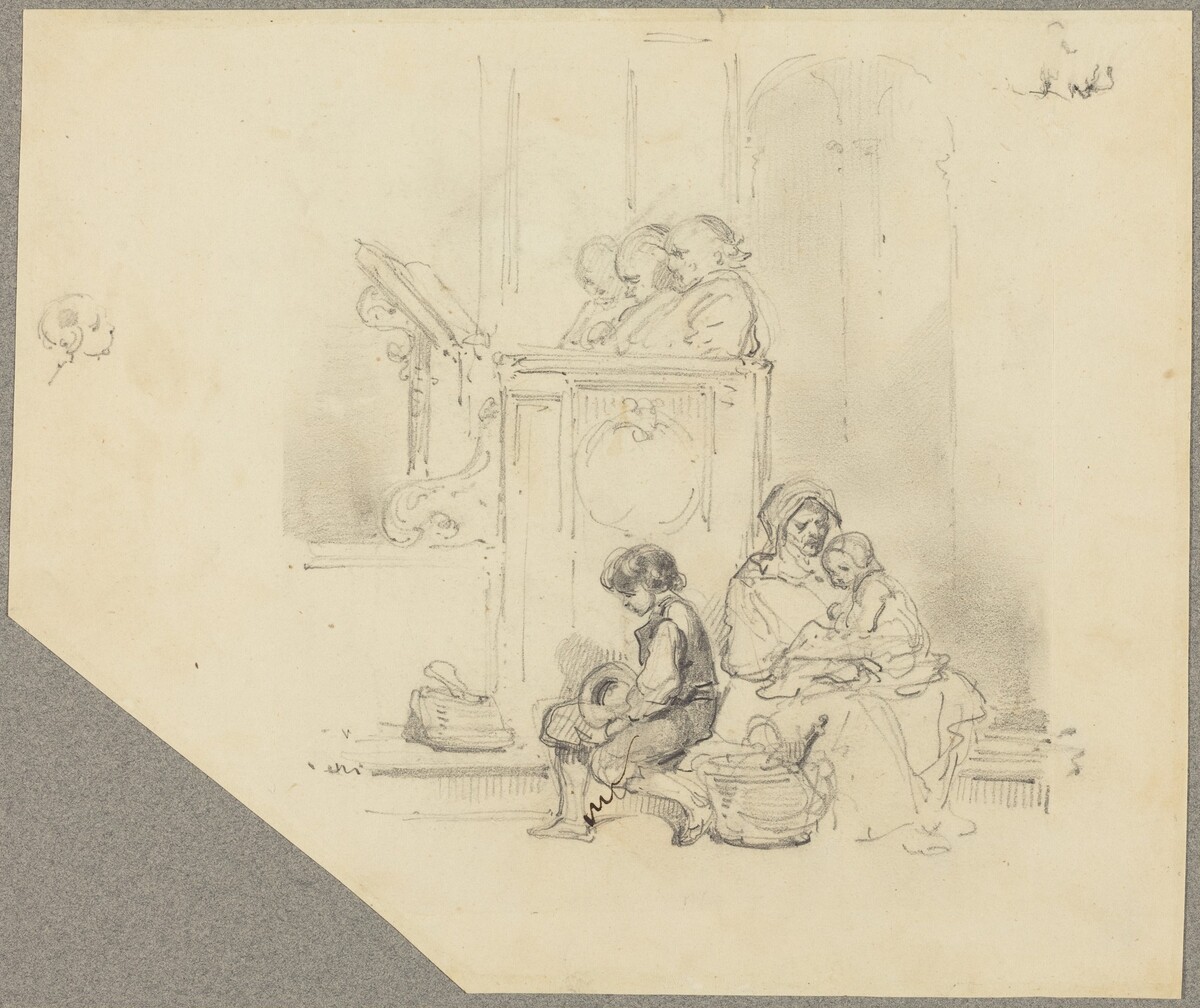 Figures at a Church Service