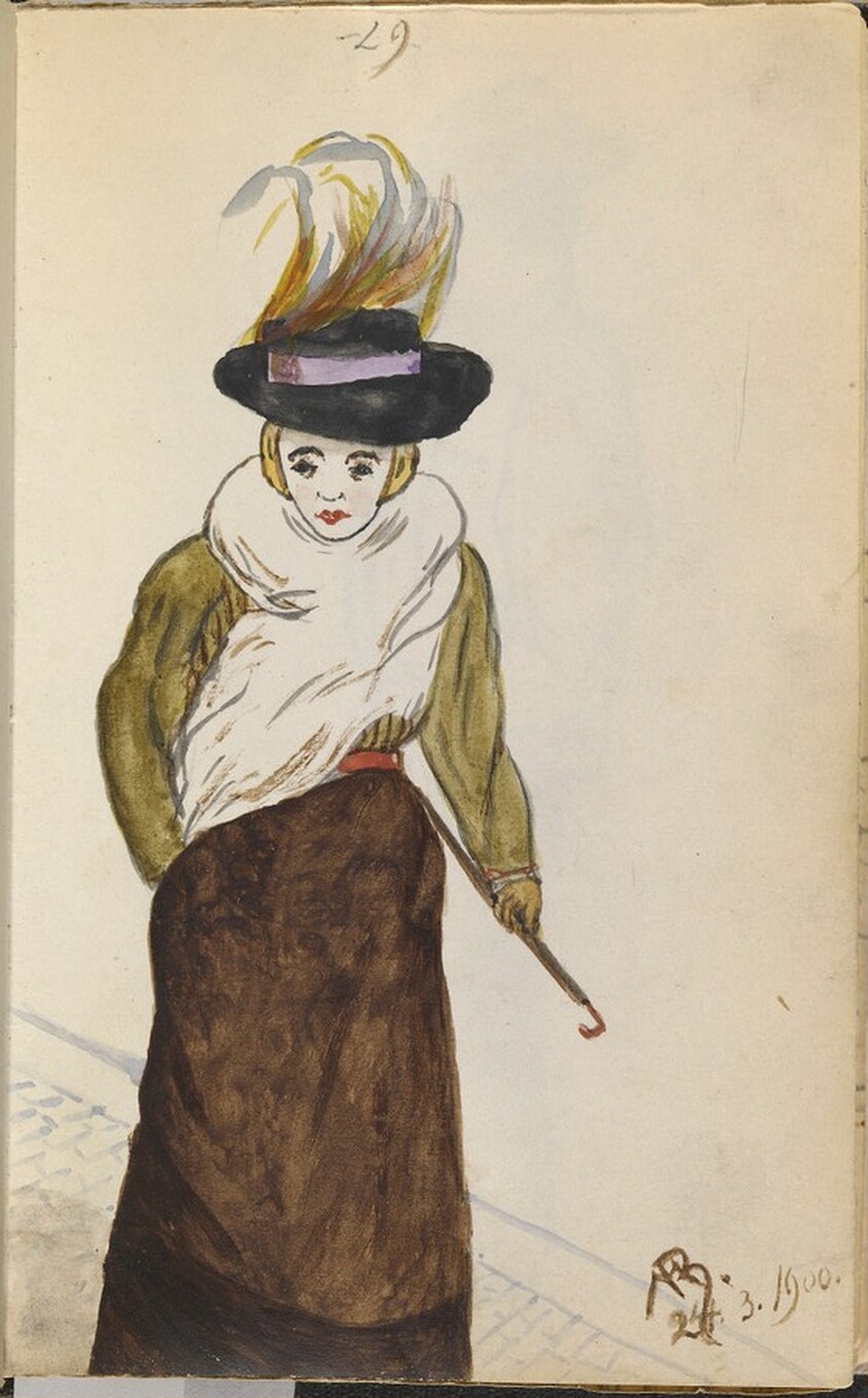 Elegant Woman on a Cobblestone Walkway