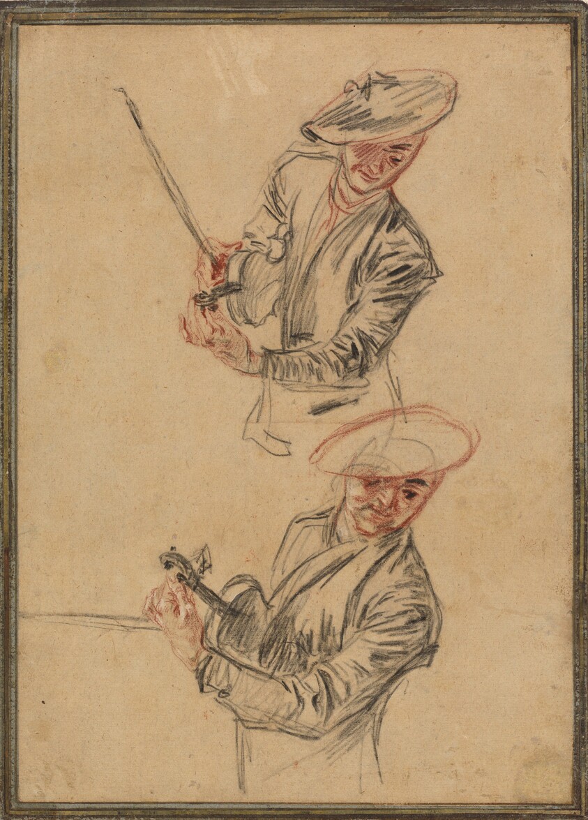 Two Studies of a Violinist Tuning His Instrument