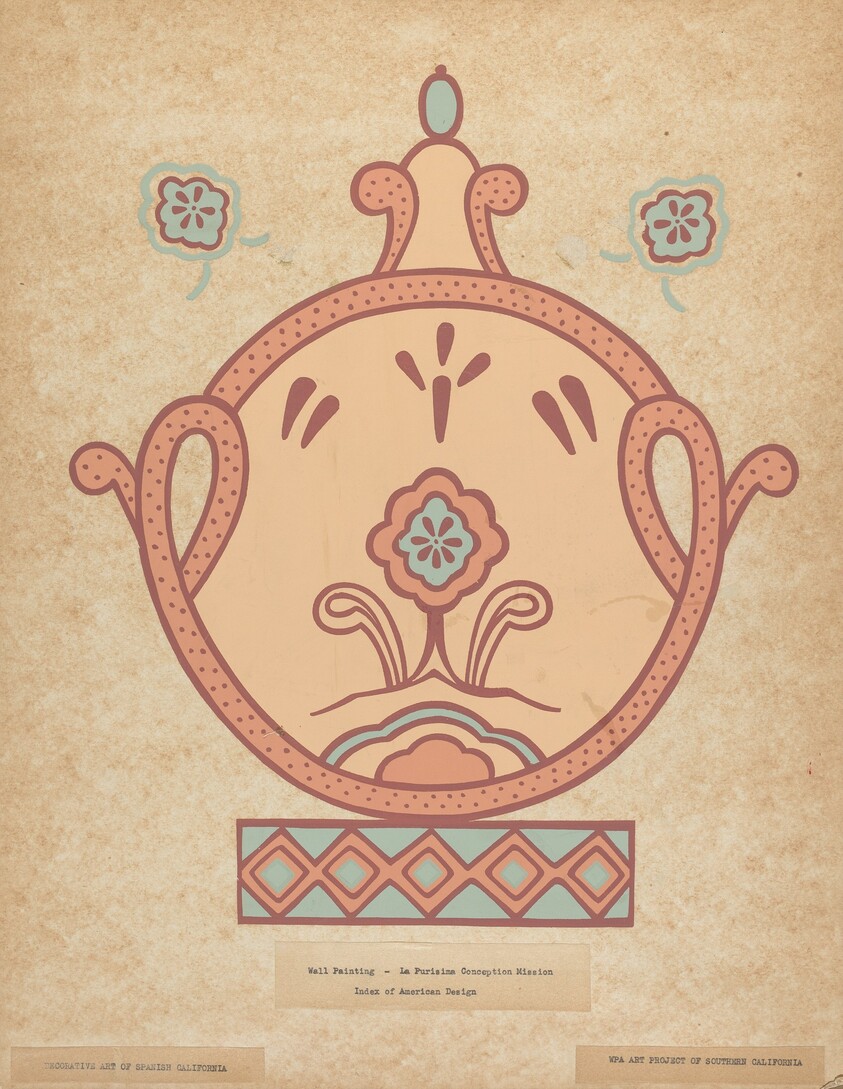 La Purisima Concepcion Mission Wall Painting from the Portfolio "Decorative Art of Spanish California"