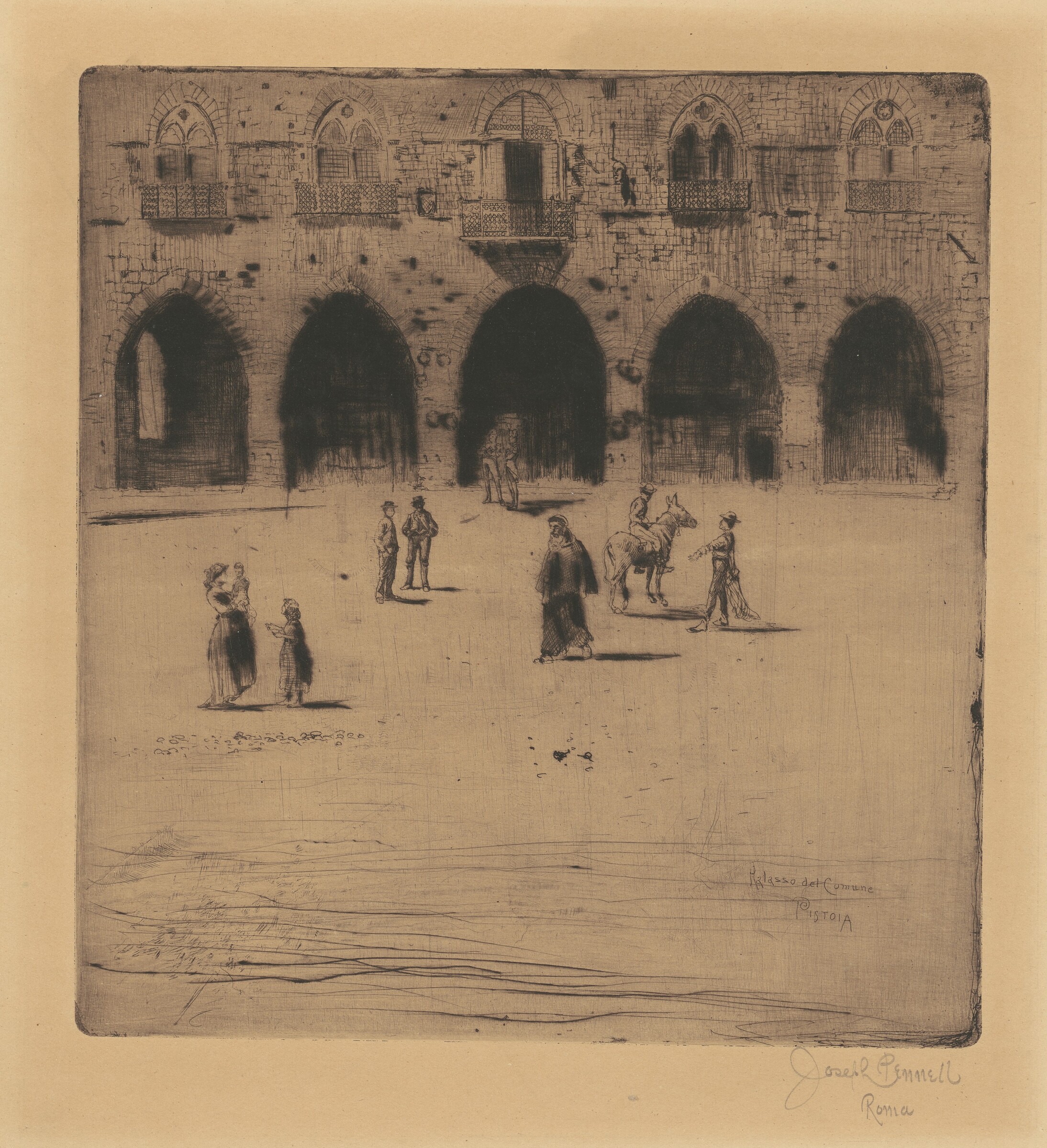 Plazza del Comune, Pistoia, Joseph Pennell, 1883