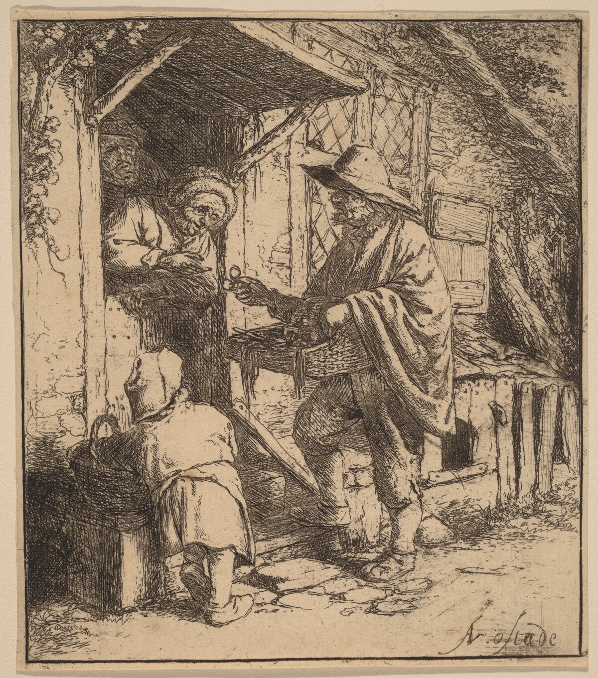 Street Vendor Selling Spectacles at the Door