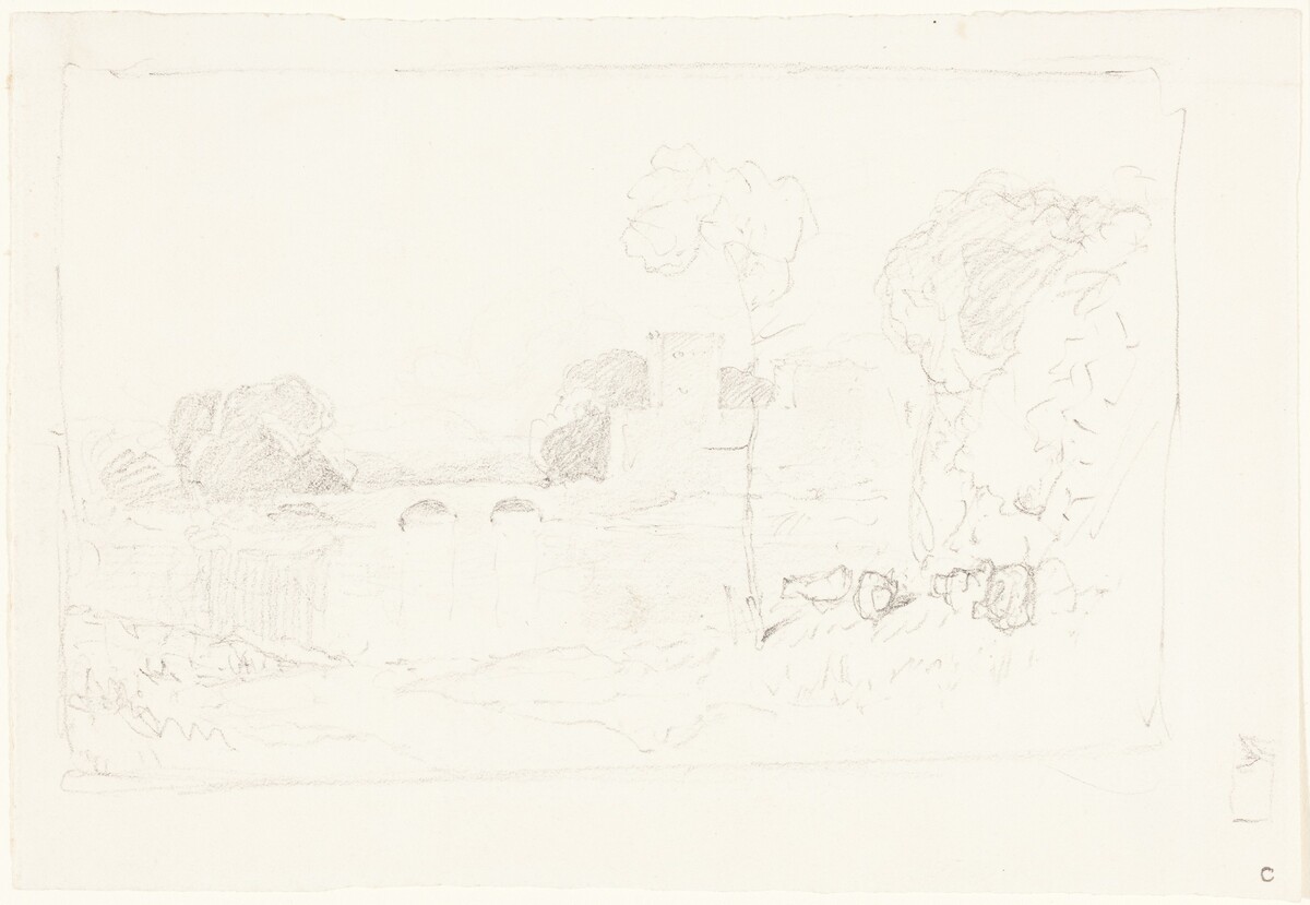Landscape Sketch with Bridge and Castle