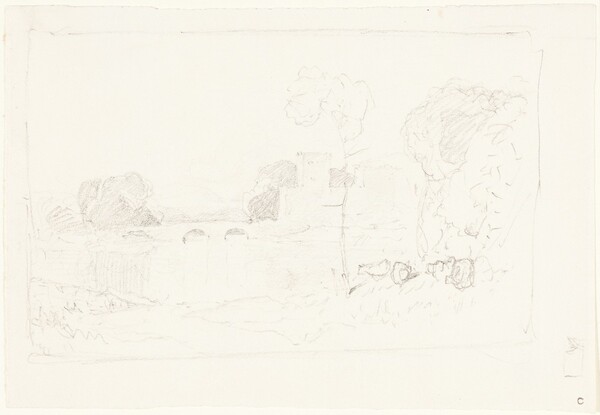 Landscape Sketch with Bridge and Castle