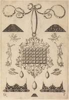 Large Pendant with Square with 35 Flat Stones, Daniel Mignot, 1593