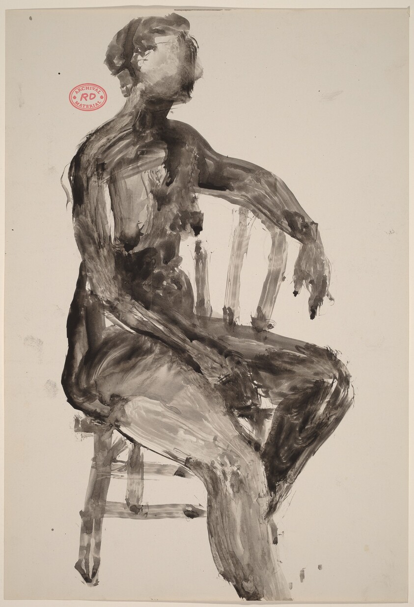 Untitled [female nude turned to the side in a Windsor chair]