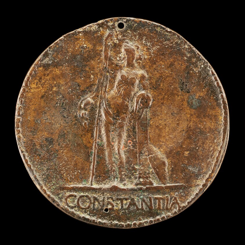 Constancy Holding a Staff and Resting on a Column [reverse]