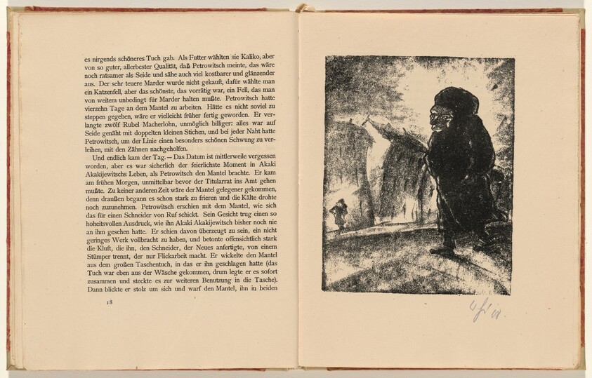 Akaki trägt den Mantel das erstemal auf der Straße (Akaki Wears the Coat on the Street for the First Time) (plate 6) from Der Mantel (The Coat)