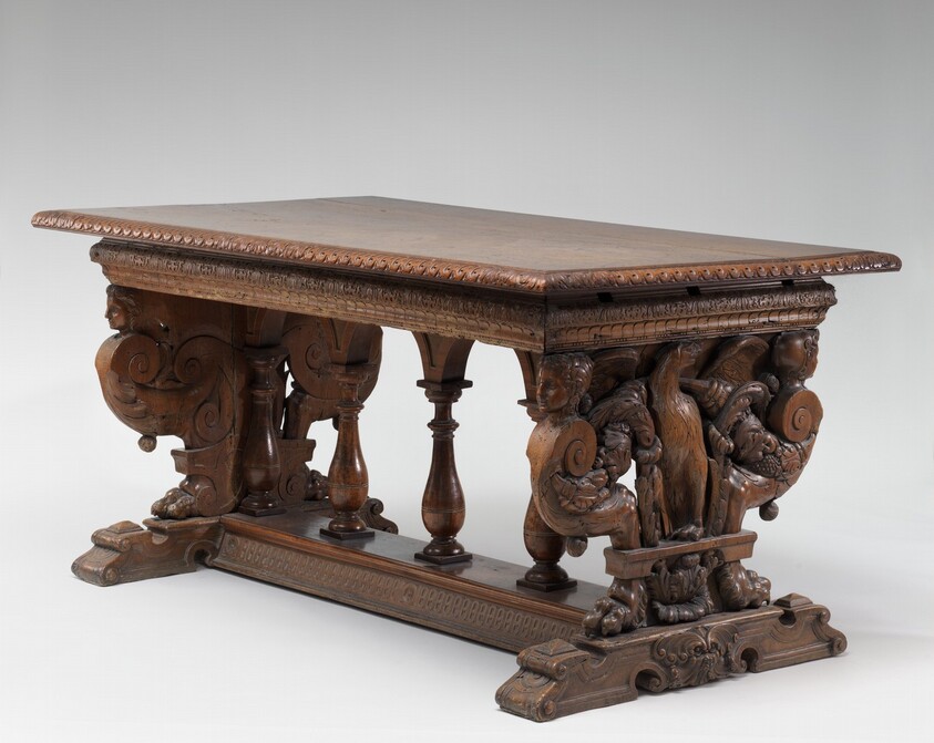 Walnut Table with Eagles on the Supports