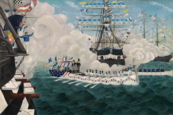 Salute to General Washington in New York Harbor