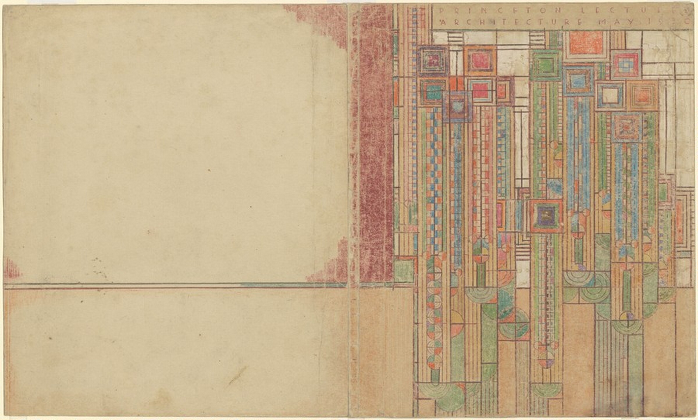 Cover Design for the Lecture Notes of "The Problems of Modern Architecture", Frank Lloyd Wright, 1927-1930