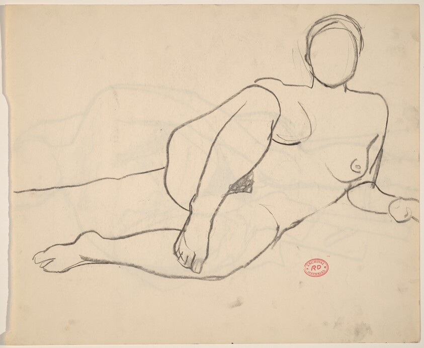 Untitled [reclining nude resting on her left arm] [recto]
