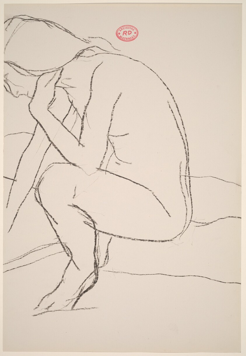 Untitled [side view of a seated nude with her left hand at her hair]