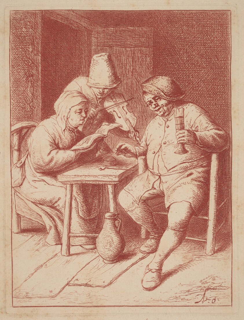 Two Singers and a Fiddler in an Interior