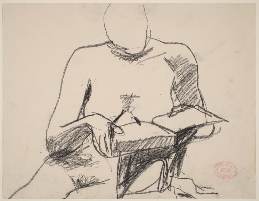Untitled [seated female nude reading a book]