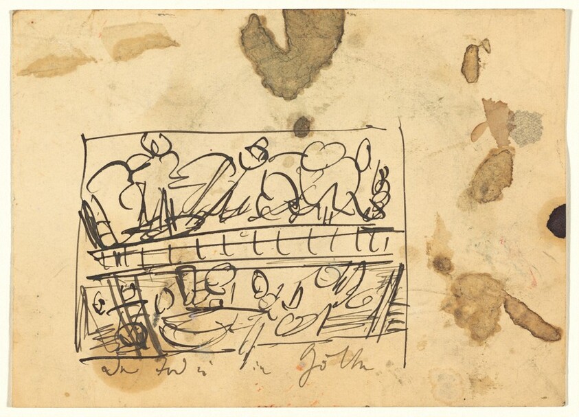 (Sketch on Verso of Postcard)