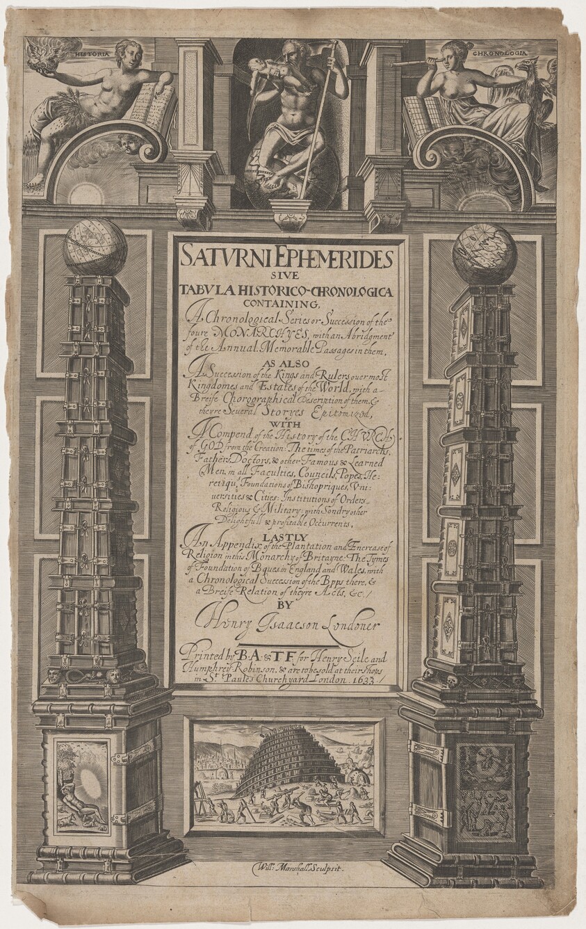 Title Page to Saturne Ephemerides by Henry Isaacson