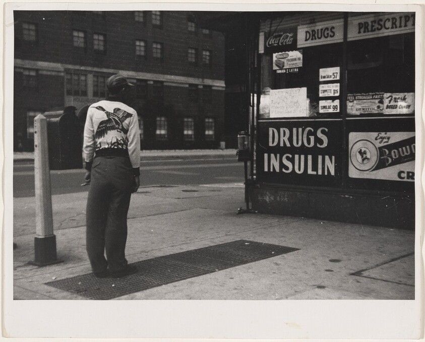 Man in corner, convention--Chicago